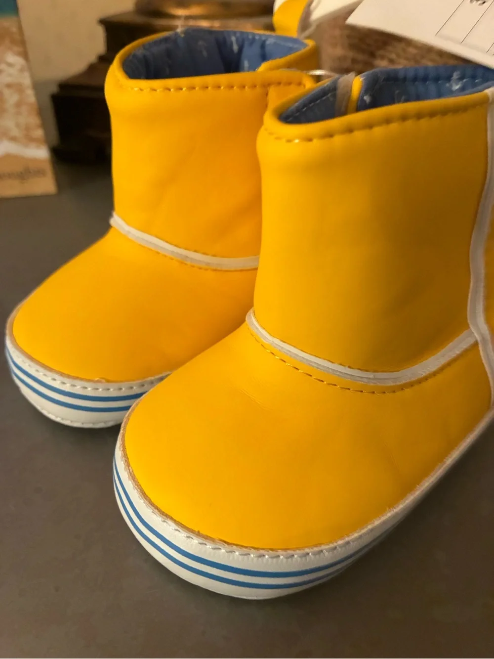 Cat & Jack, NEW WITH TAGS, pre-walker infant BRIGHT LEMON YELLOW rain boots.